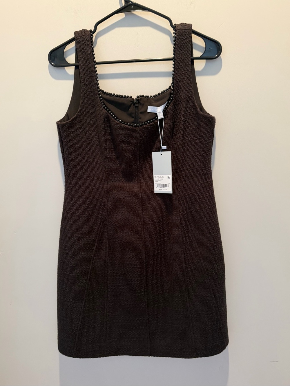 ANTONIO MELANI Macy Black Beaded-Edge Tweed Mini Dress NWT - Picture 2 of 7